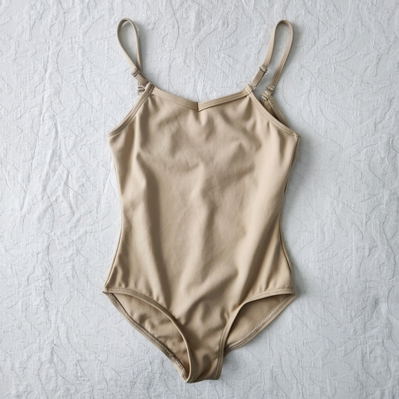 Capezio Girls Nude One Piece Bodysuit, Little Girls Size Large - Picture 10 of 10